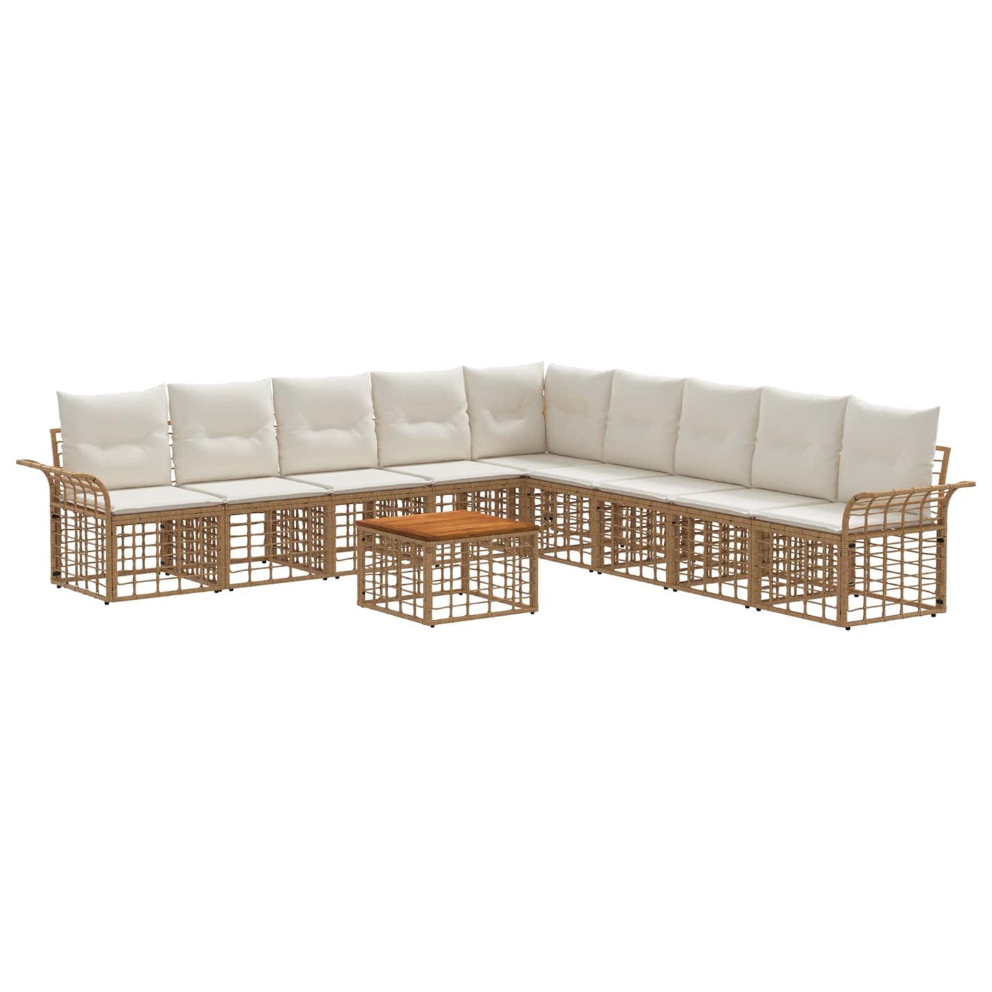 Set di divani da esterno 10 pz Naturale e Bianco Crema