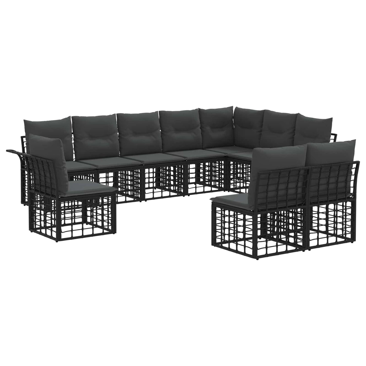 Set di divani da esterno 10 pcs Nero e Grigio scuro Poliestere | homemem39