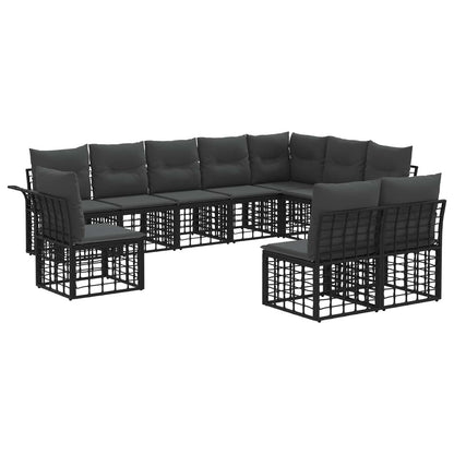 Set di divani da esterno 10 pcs Nero e Grigio scuro Poliestere | homemem39