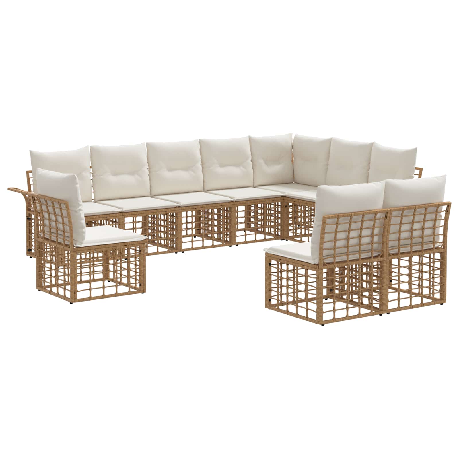 Set di divani da esterno 10 pcs Naturale e Bianco Crema | homemem39