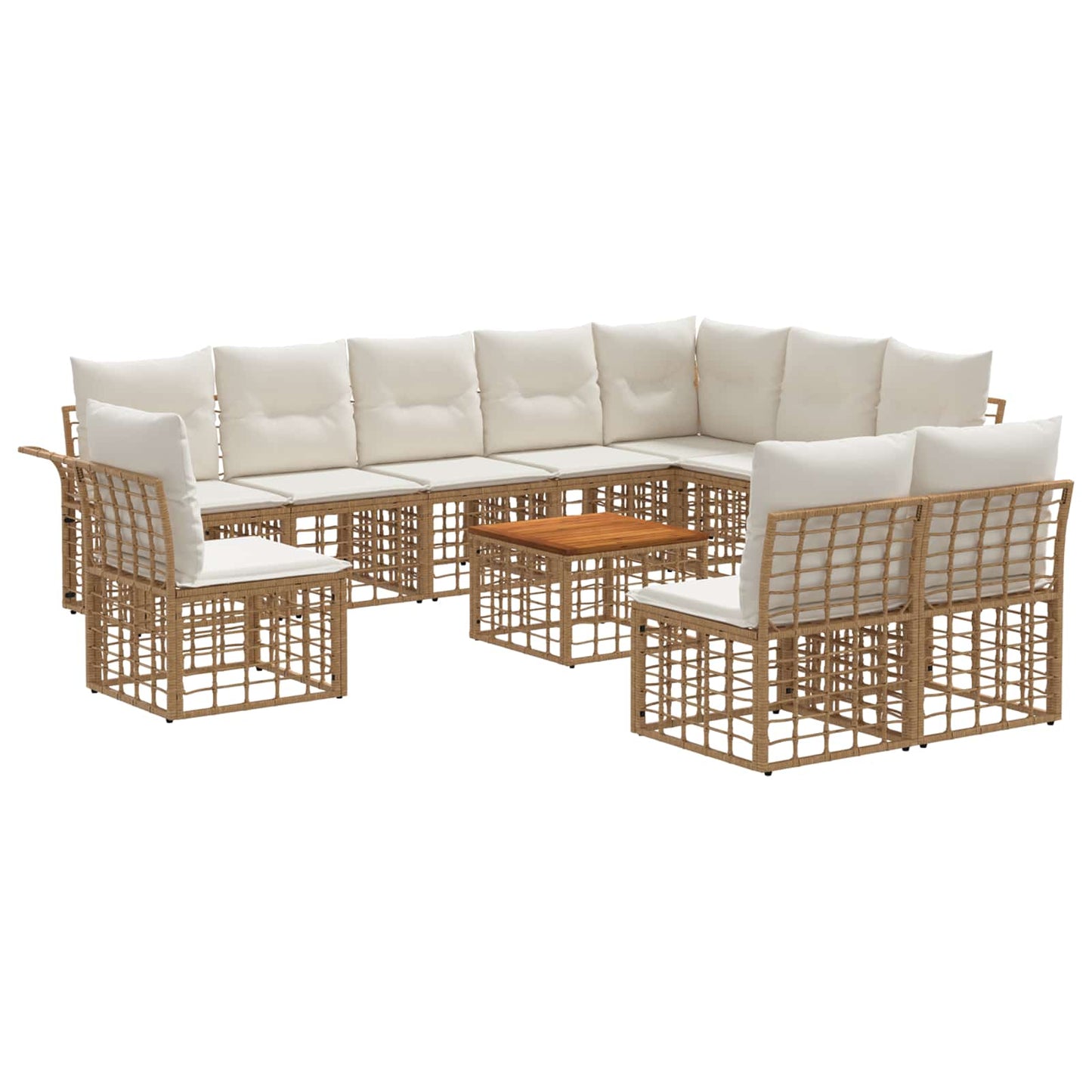 Set di divani da esterno 11 pcs Naturale e Bianco Crema | homemem39