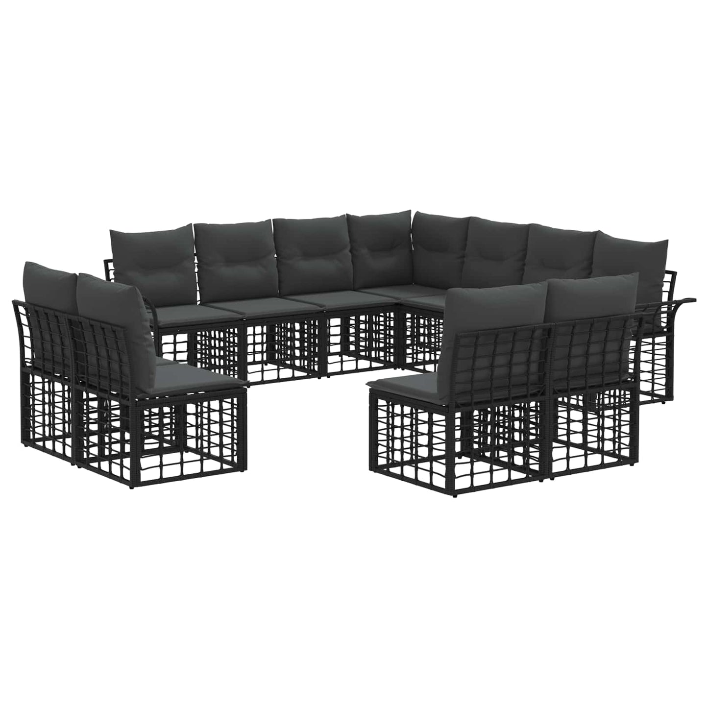 Set di divani da esterno 11 pcs Nero e Grigio scuro Poliestere | homemem39