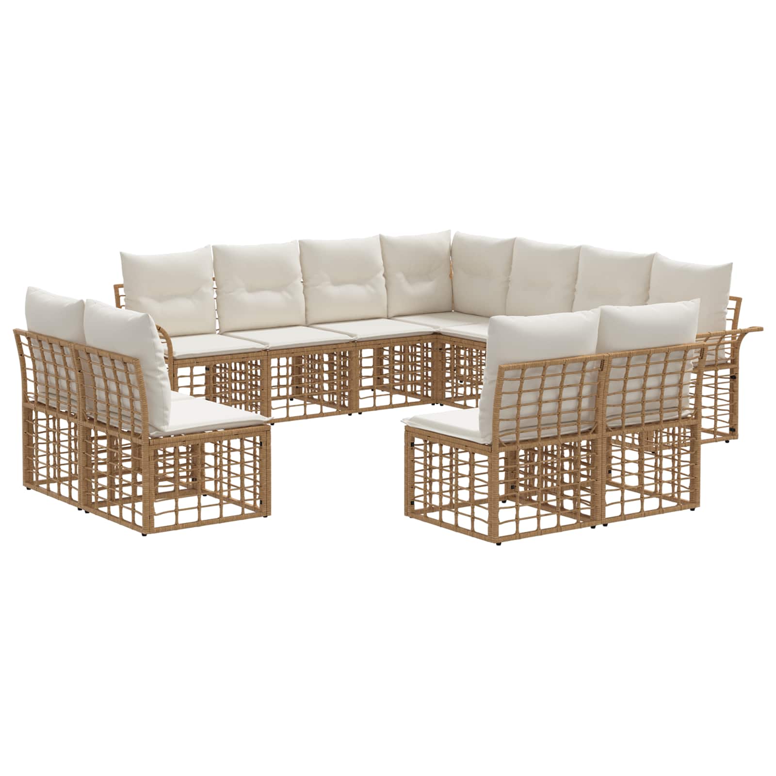 Set di divani da esterno 11 pcs Naturale e Bianco Crema | homemem39