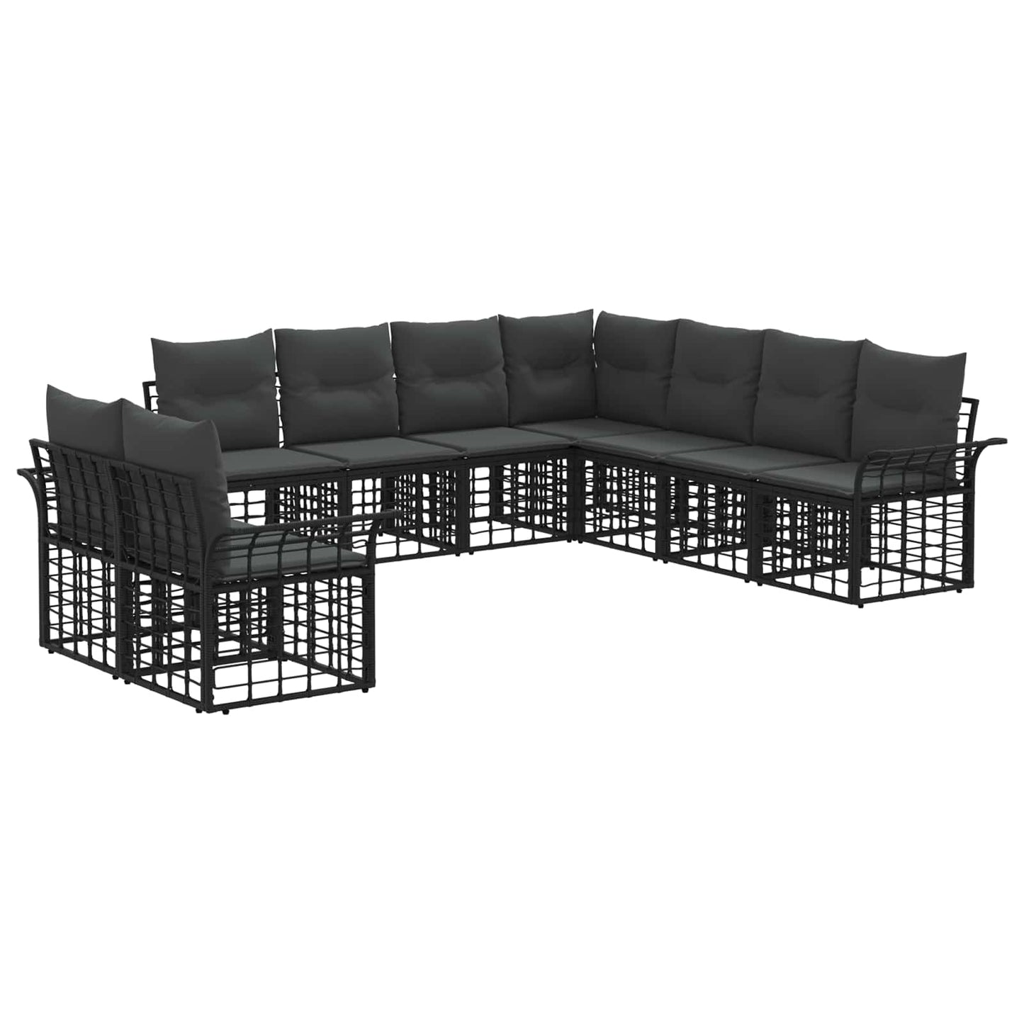 Set di divani da esterno 9 pcs Nero e Grigio scuro Poliestere | homemem39