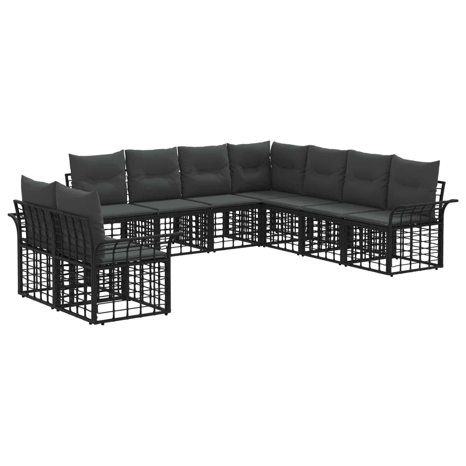 Set di divani da esterno 9 pcs Nero e Grigio scuro Poliestere | homemem39
