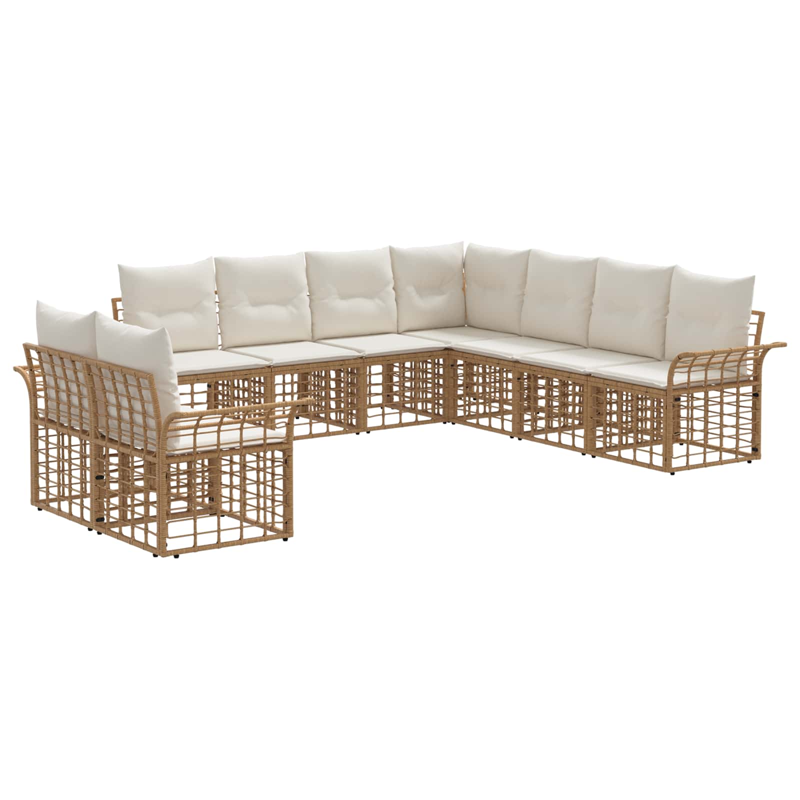 Set di divani da esterno 9 pcs Naturale e Bianco Crema | homemem39