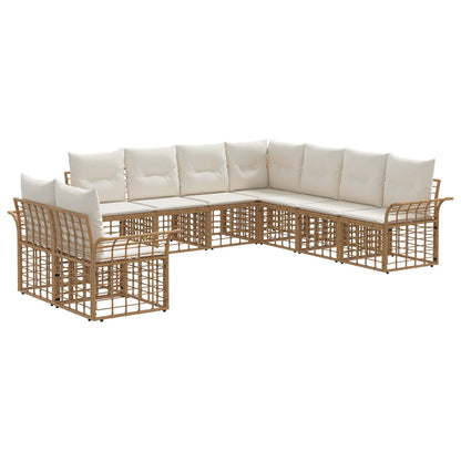 Set di divani da esterno 9 pcs Naturale e Bianco Crema | homemem39