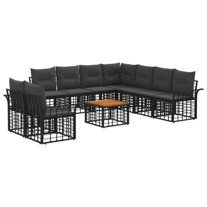 Set di divani da esterno 10 pcs Nero e Grigio scuro Poliestere | homemem39
