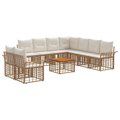 Set di divani da esterno 10 pcs Naturale e Bianco Crema | homemem39