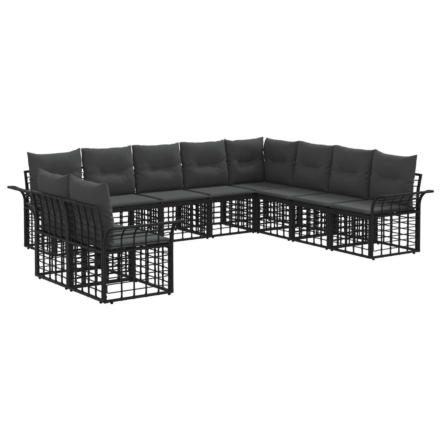 Set di divani da esterno 10 pcs Nero e Grigio scuro Poliestere | homemem39