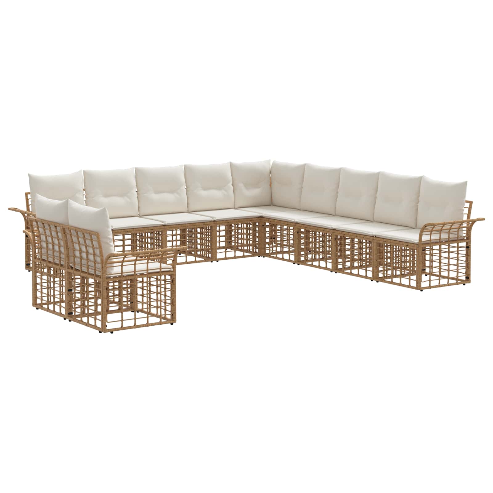 Set di divani da esterno 11 pcs Naturale e Bianco Crema | homemem39