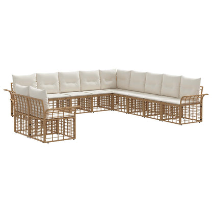 Set di divani da esterno 11 pcs Naturale e Bianco Crema | homemem39