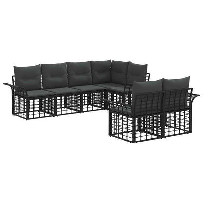 Set di divani da esterno 7 pcs Nero e Grigio scuro Poliestere | homemem39