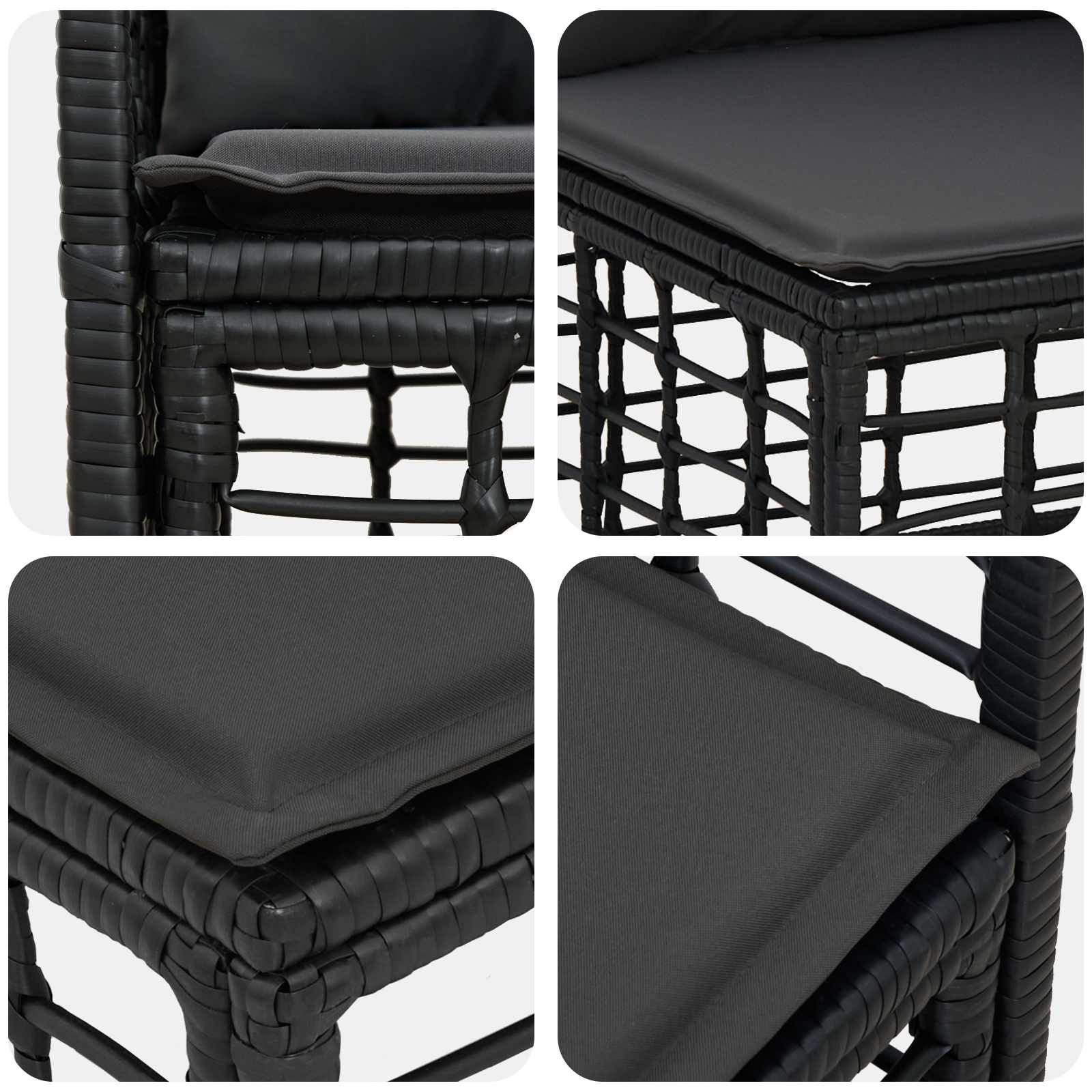 Set di divani da esterno 8 pcs Nero e Grigio scuro polyrattan | homemem39