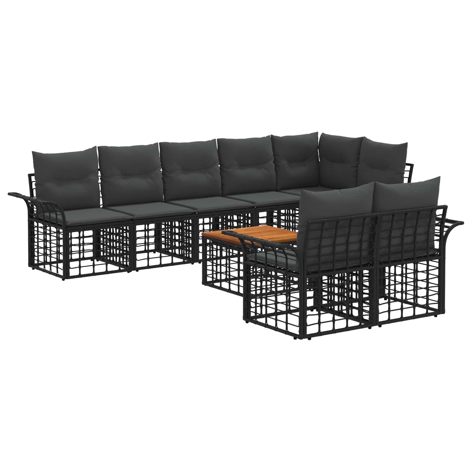Set di divani da esterno 9 pcs Nero e Grigio scuro polyrattan | homemem39