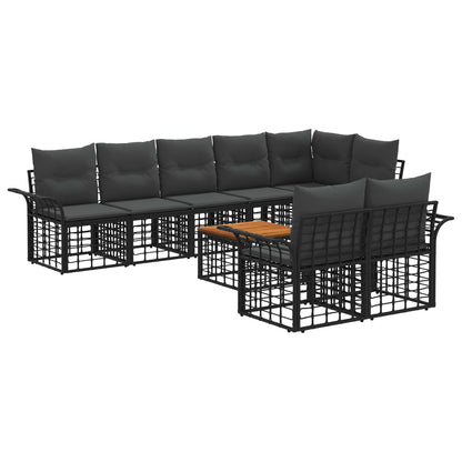Set di divani da esterno 9 pcs Nero e Grigio scuro polyrattan | homemem39