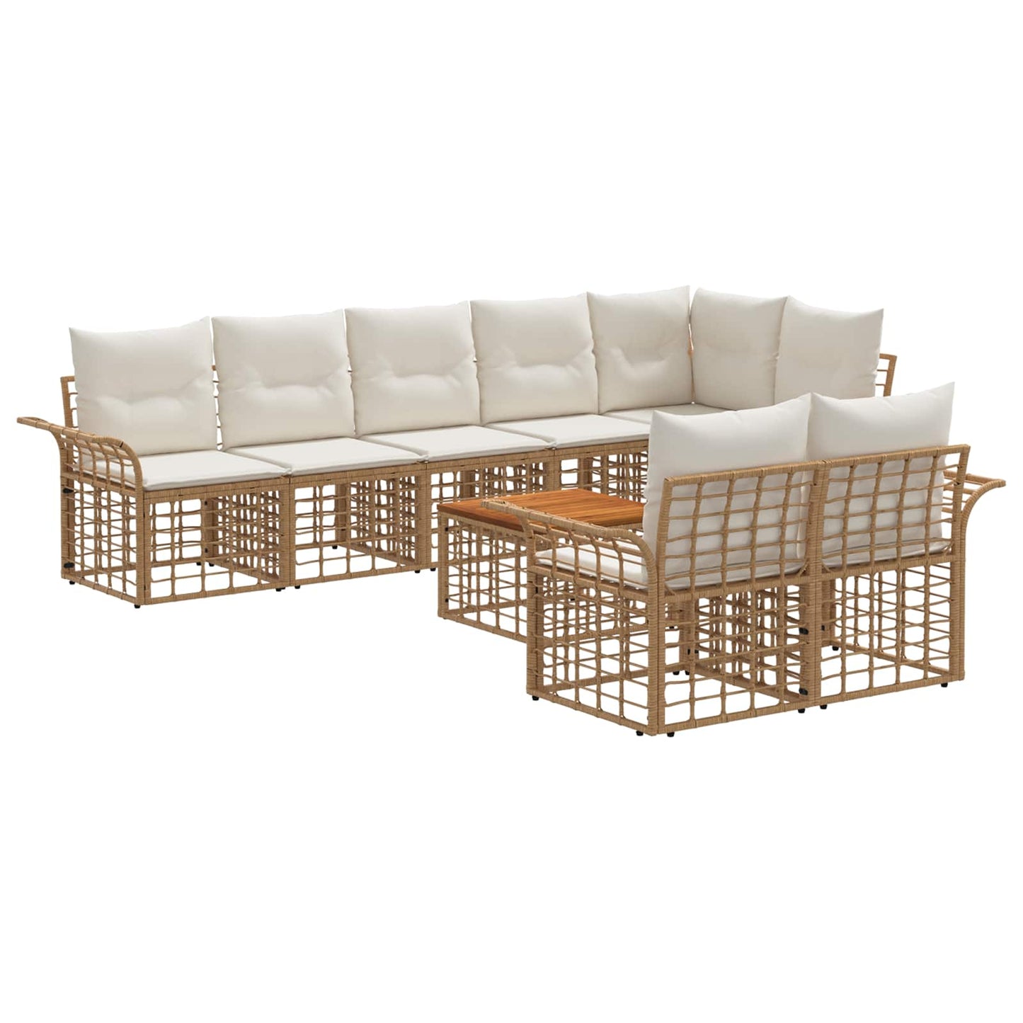 Set di divani da esterno 9 pcs Naturale e Bianco Crema | homemem39