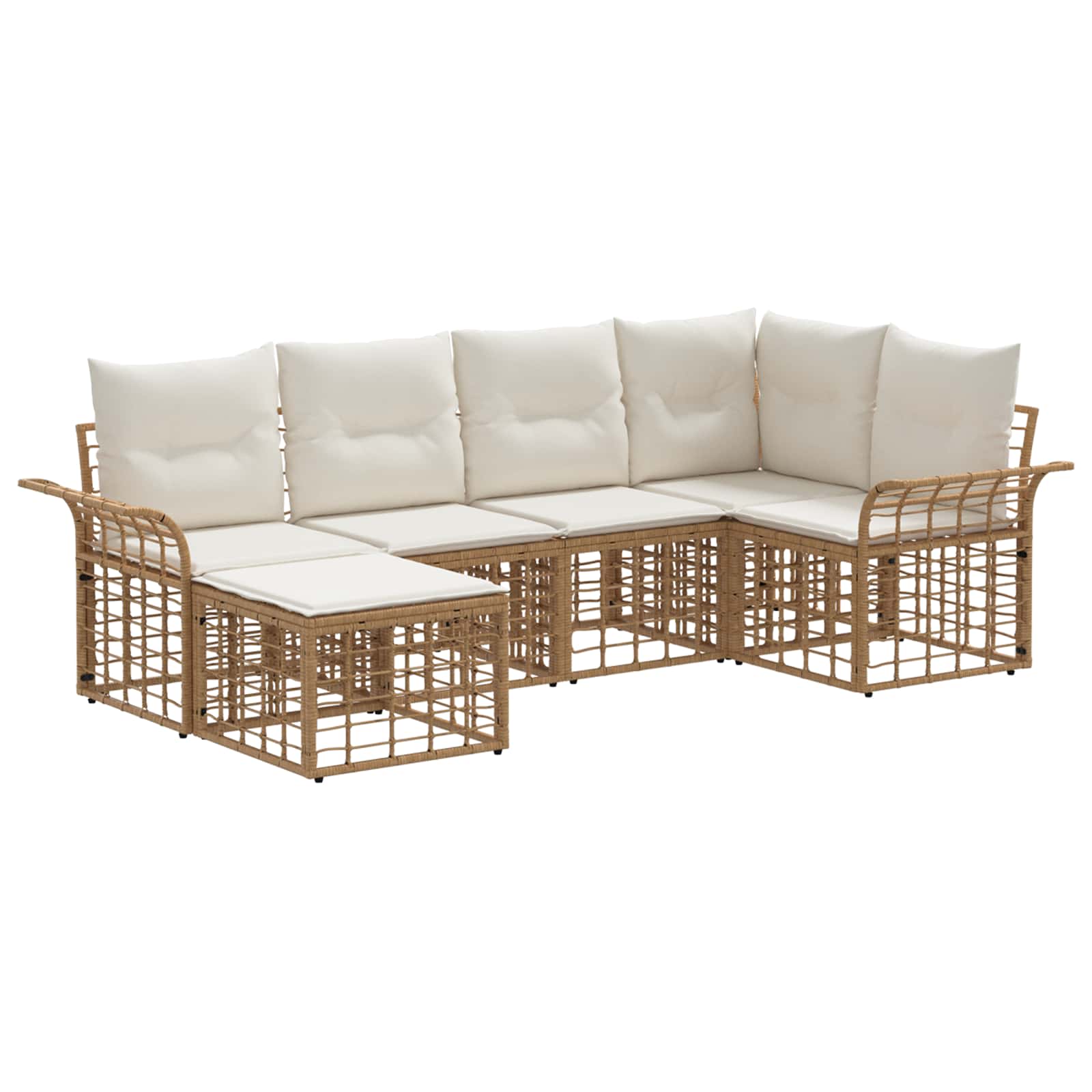 Set di divani da esterno 6 pcs Naturale e Bianco Crema | homemem39
