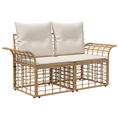 Set di divani da esterno 7 pz Naturale e Bianco Crema