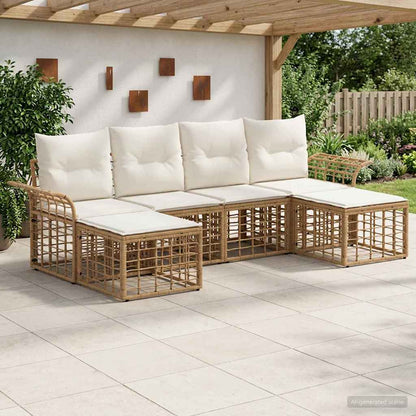 Set di divani da esterno 6 pcs Naturale e Bianco Crema | homemem39