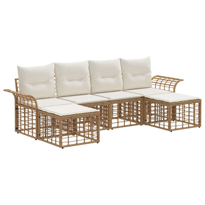 Set di divani da esterno 6 pcs Naturale e Bianco Crema | homemem39