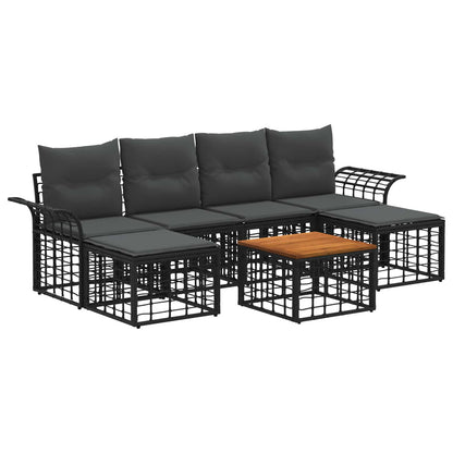Set di divani da esterno 7 pcs Nero e Grigio scuro Poliestere | homemem39