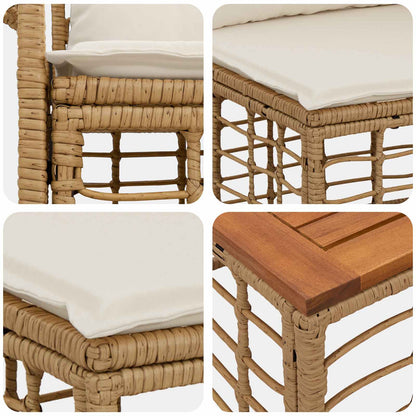 Set di divani da esterno 7 pz Naturale e Bianco Crema