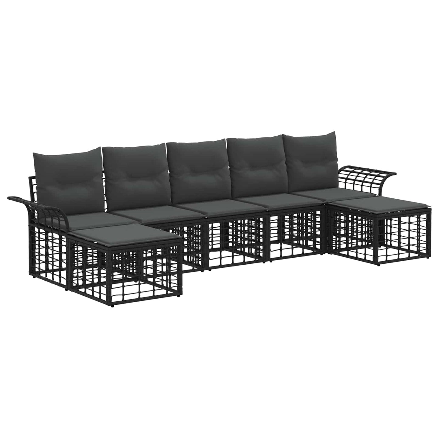 Set di divani da esterno 7 pcs Nero e Grigio scuro Poliestere | homemem39