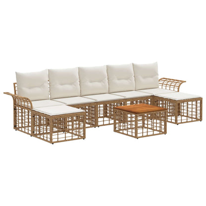 Set di divani da esterno 8 pcs Naturale e Bianco Crema | homemem39