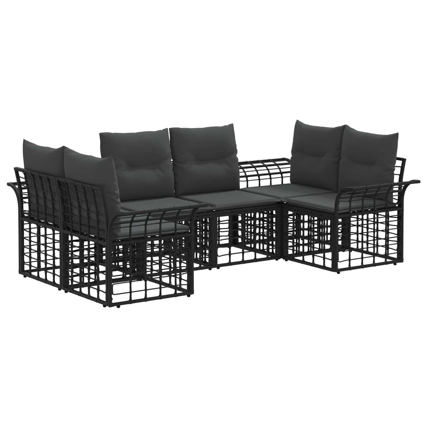 Set di divani da esterno 6 pcs Nero e Grigio scuro Poliestere | homemem39