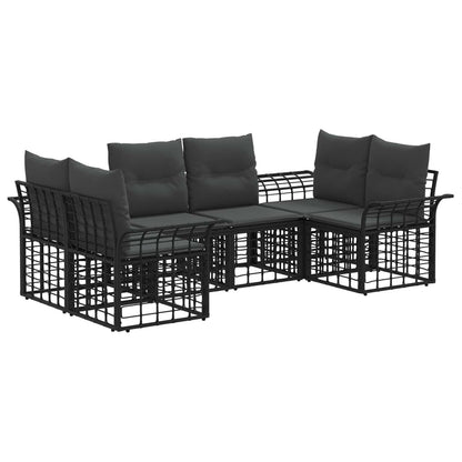 Set di divani da esterno 6 pcs Nero e Grigio scuro Poliestere | homemem39