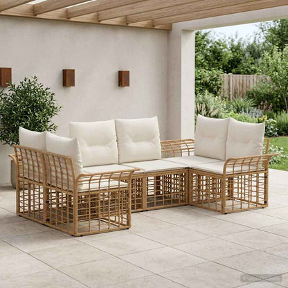Set di divani da esterno 6 pcs Naturale e Bianco Crema | homemem39