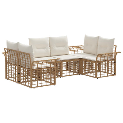Set di divani da esterno 6 pcs Naturale e Bianco Crema | homemem39