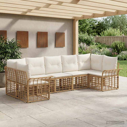 Set di divani da esterno 7 pcs Naturale e Bianco Crema