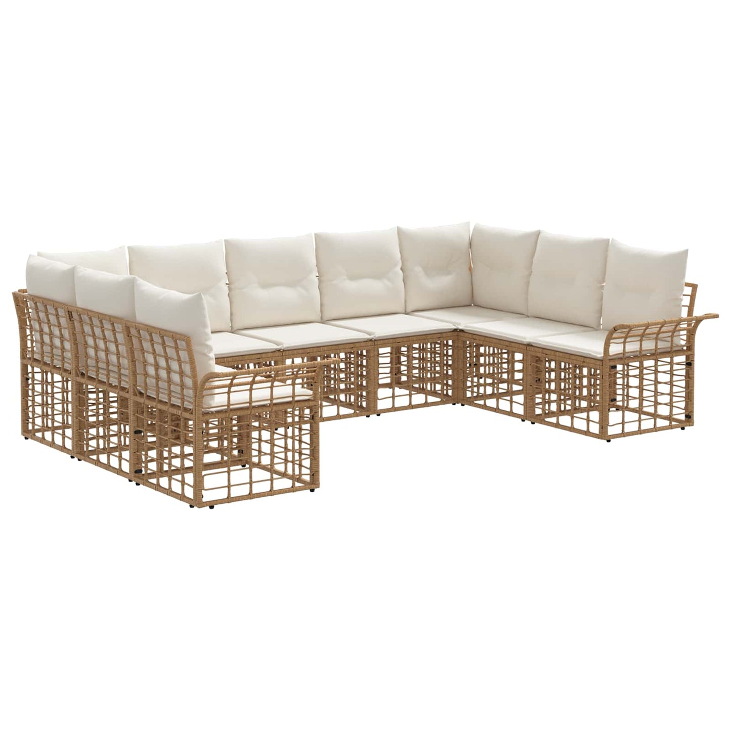 Set di divani da esterno 9 pcs Naturale e Bianco Crema | homemem39