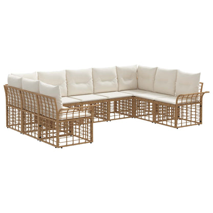 Set di divani da esterno 9 pcs Naturale e Bianco Crema | homemem39
