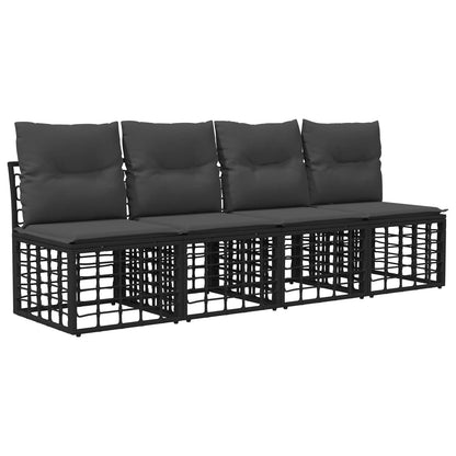 Set di divani da esterno 10 pz Nero e Grigio scuro Poliestere