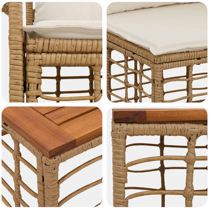 Set di divani da esterno 10 pz Naturale e Bianco Crema
