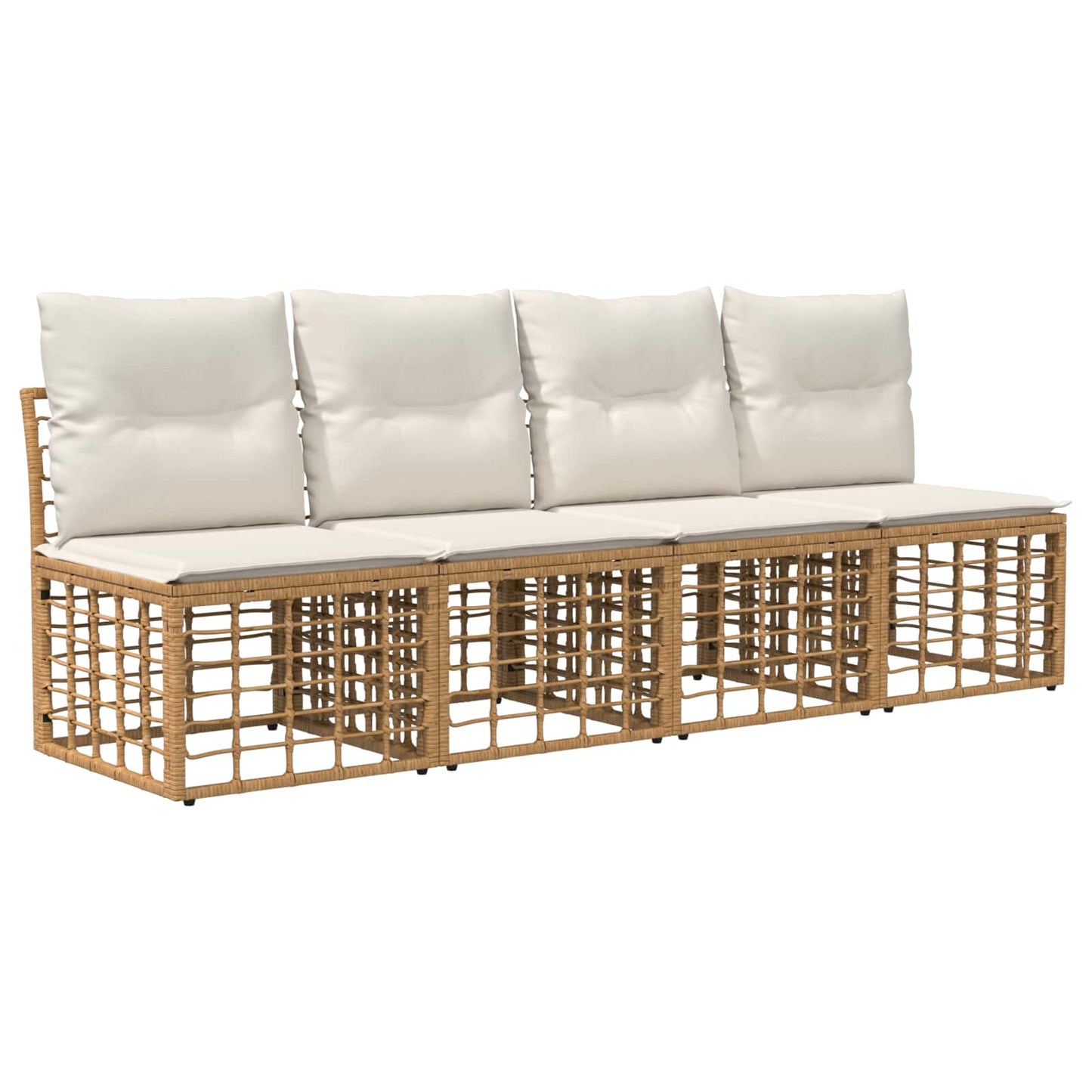 Set di divani da esterno 10 pz Naturale e Bianco Crema