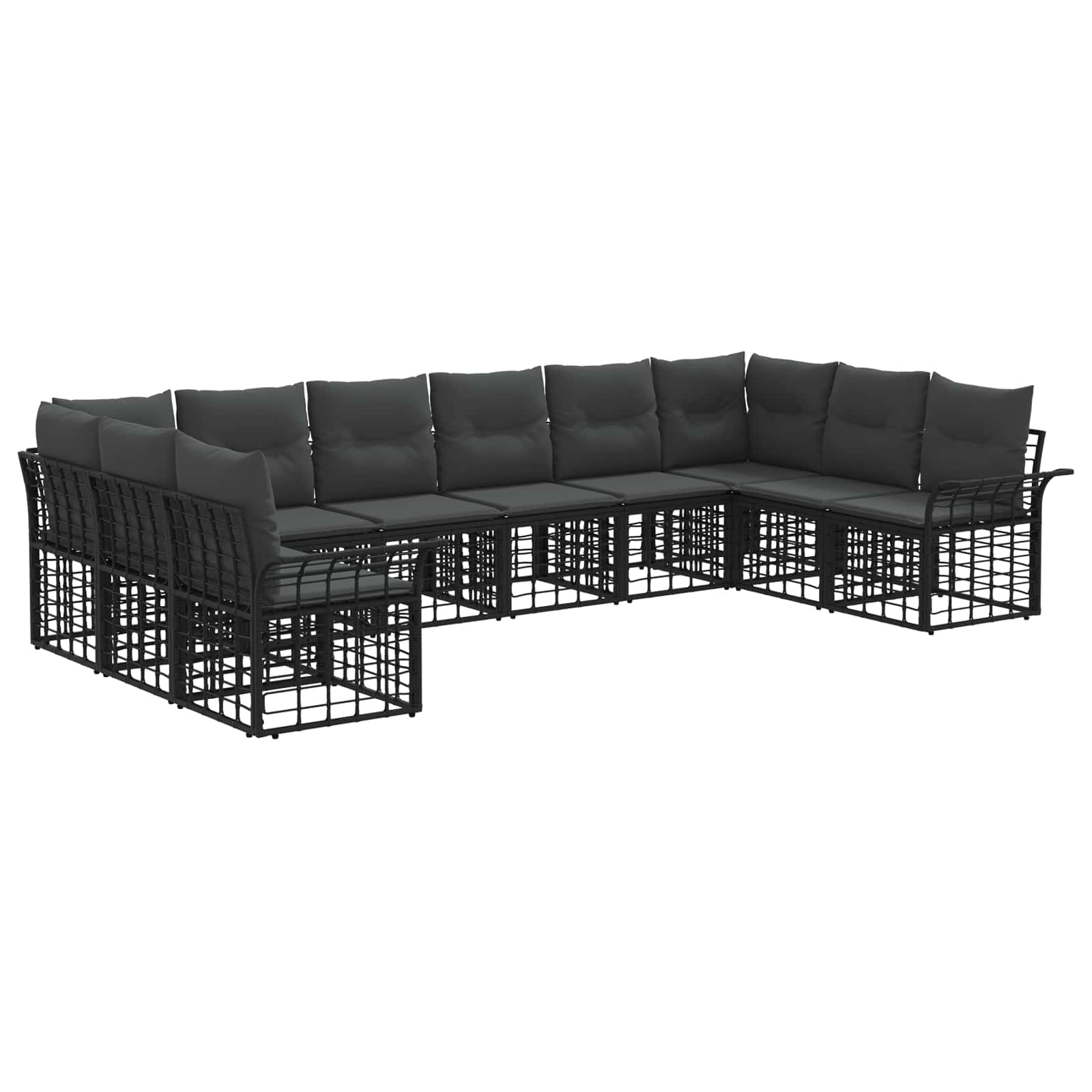 Set di divani da esterno 10 pcs Nero e Grigio scuro Poliestere | homemem39