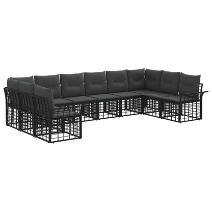 Set di divani da esterno 10 pcs Nero e Grigio scuro Poliestere | homemem39