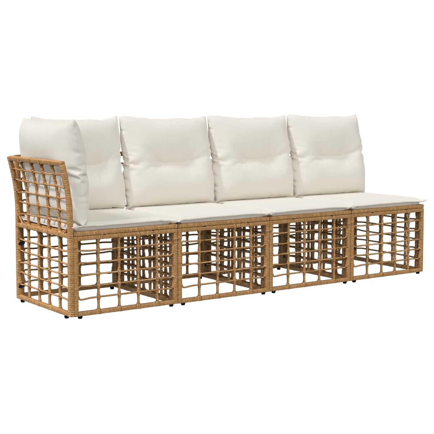 Set di divani da esterno 11 pz Naturale e Bianco Crema