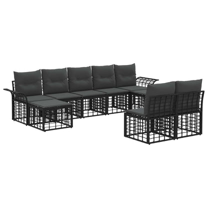 Set di divani da esterno 9 pcs Nero e Grigio scuro Poliestere | homemem39