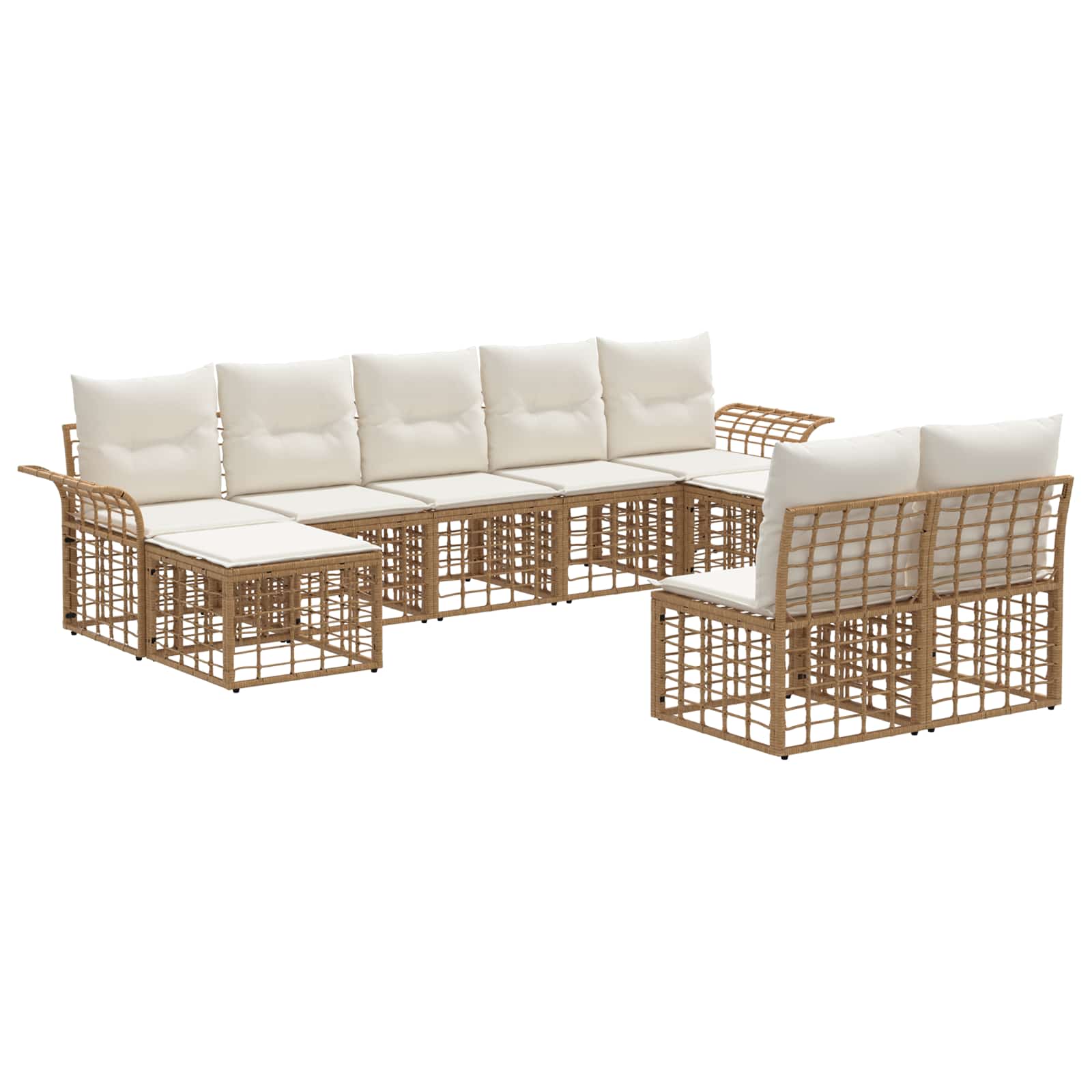 Set di divani da esterno 9 pcs Naturale e Bianco Crema | homemem39