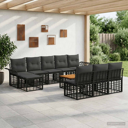 Set di divani da esterno 11 pcs Nero e Grigio scuro Poliestere | homemem39