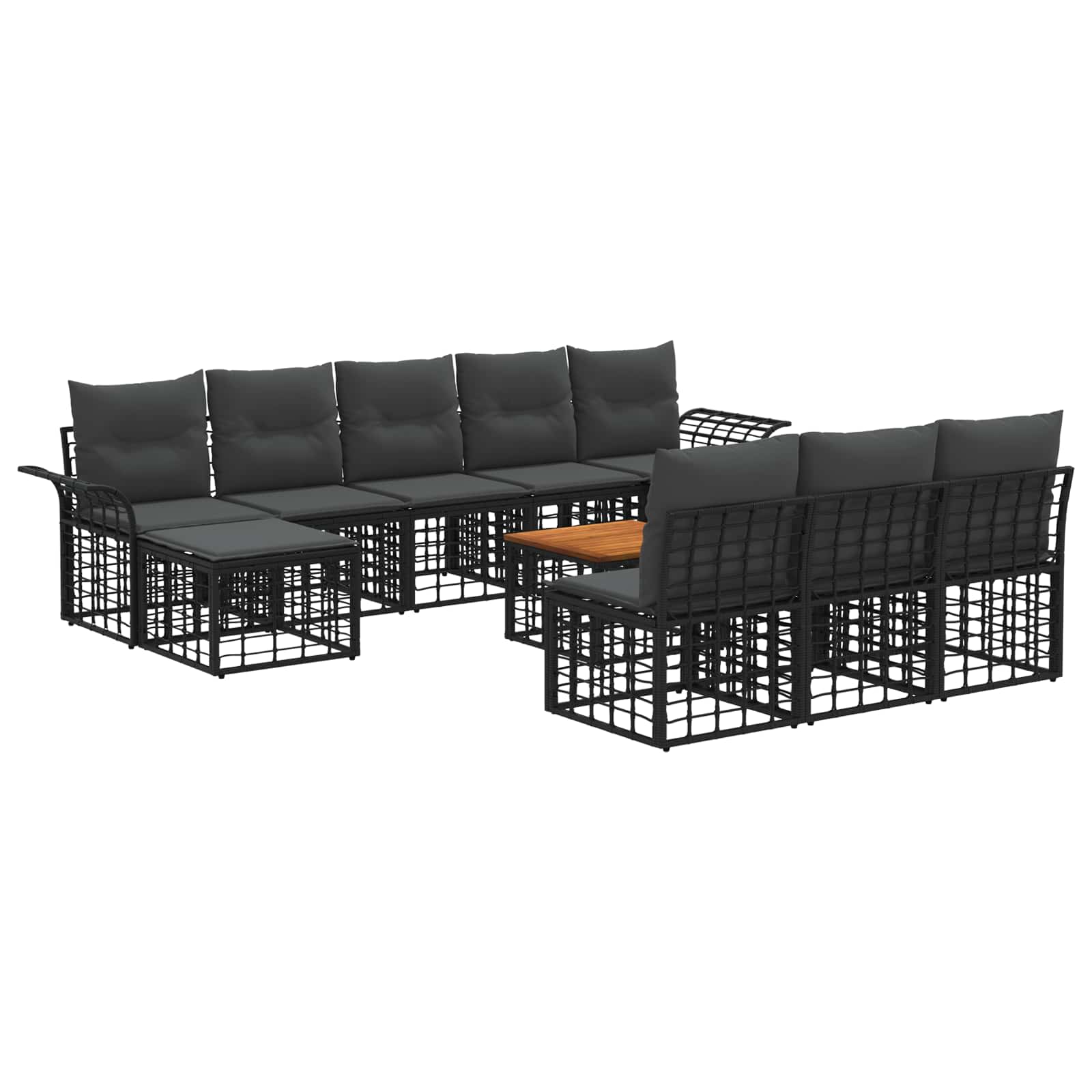 Set di divani da esterno 11 pcs Nero e Grigio scuro Poliestere | homemem39