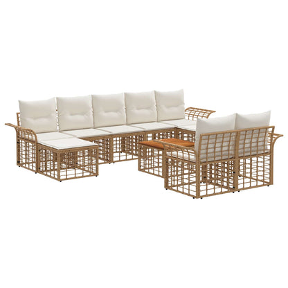 Set di divani da esterno 10 pcs Naturale e Bianco Crema | homemem39