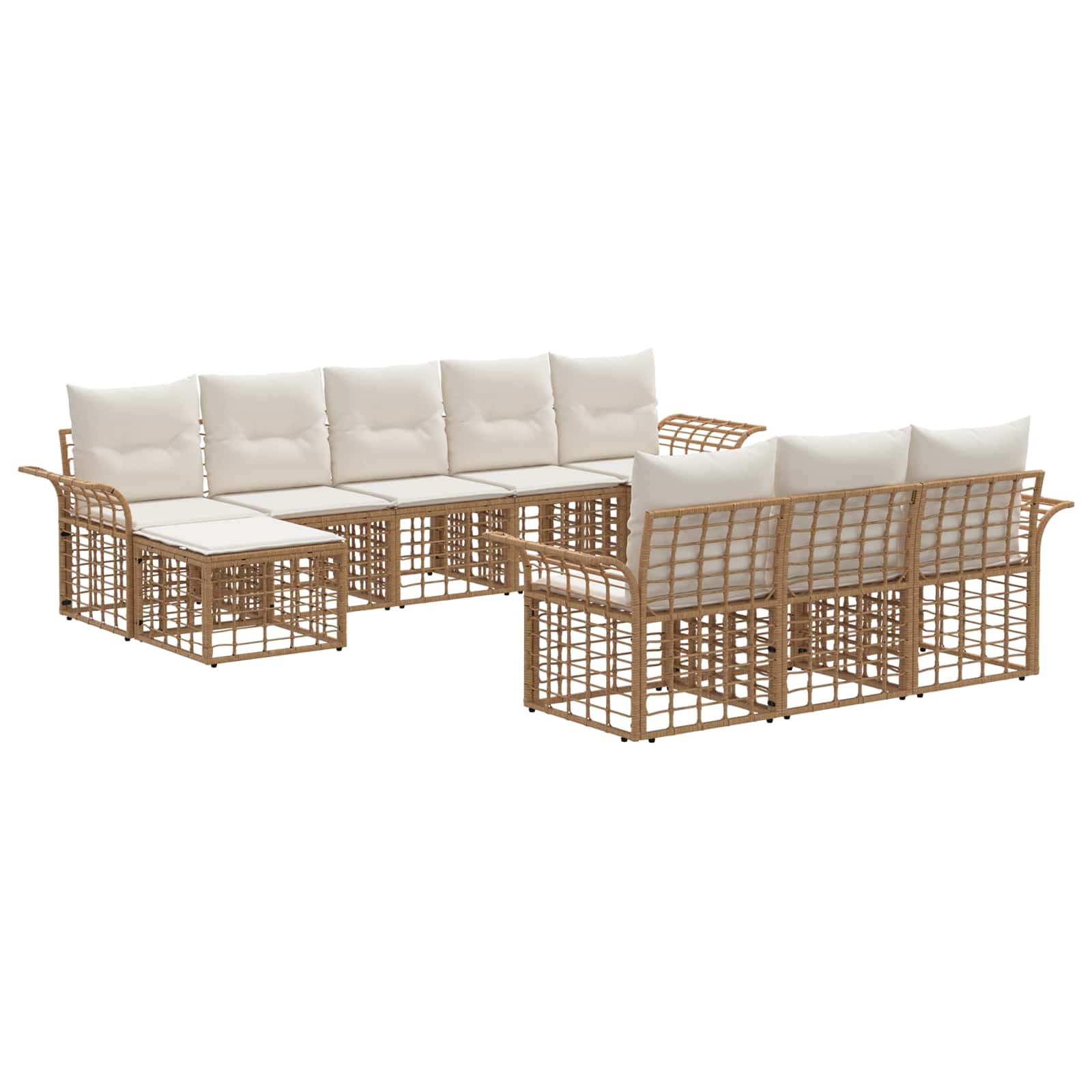 Set di divani da esterno 10 pcs Naturale e Bianco Crema | homemem39