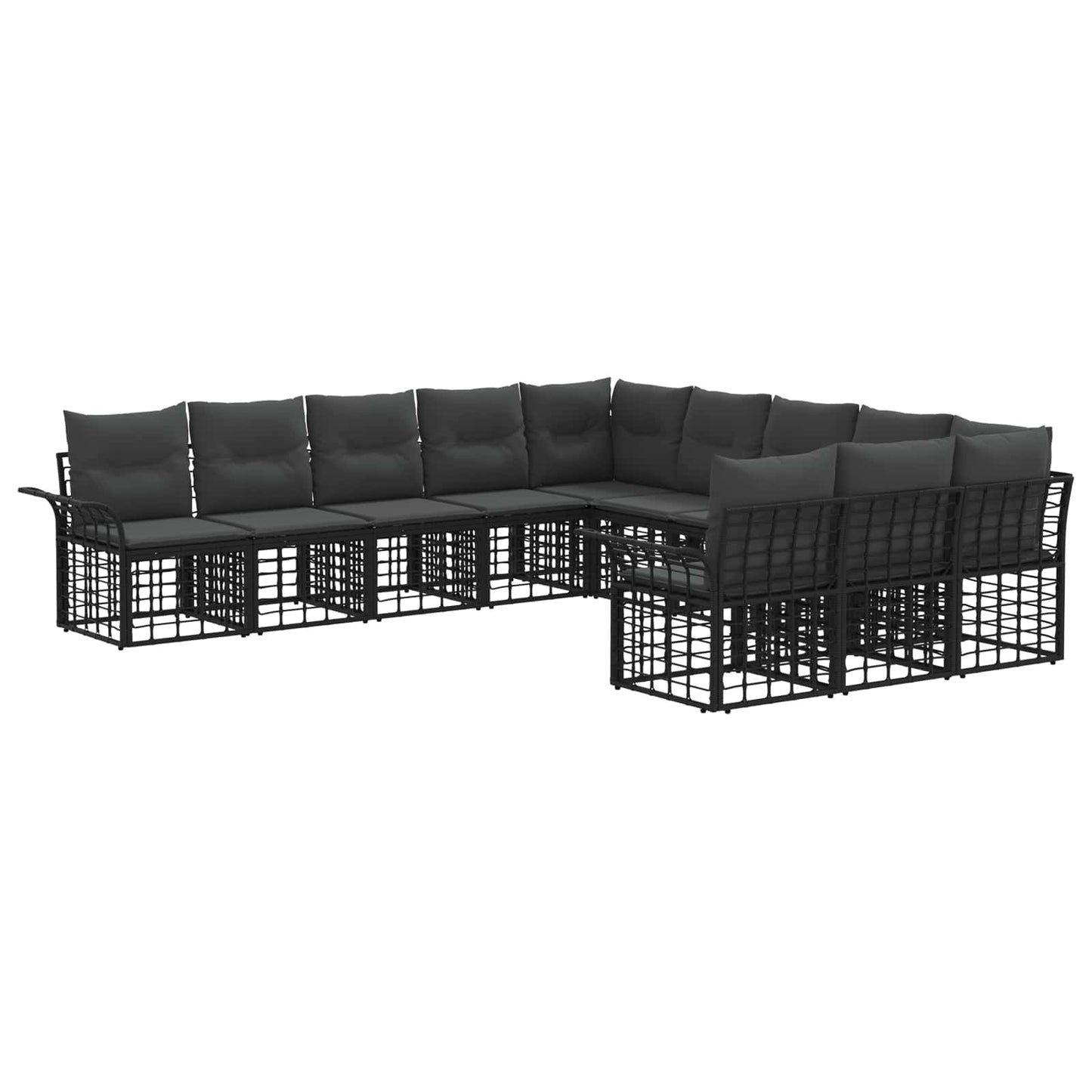 Set di divani da esterno 11 pcs Nero e Grigio scuro Poliestere | homemem39