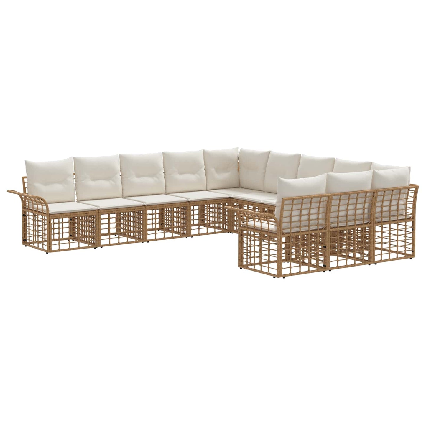 Set di divani da esterno 11 pcs Naturale e Bianco Crema | homemem39